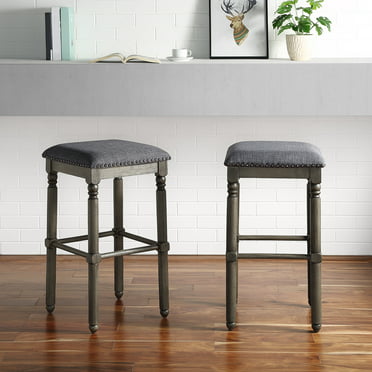 Grey Fabric Office Star Products MET4224AG-GRY OSP Designs Office Star Saddle Stool with Antique Grey Base 24-Inch